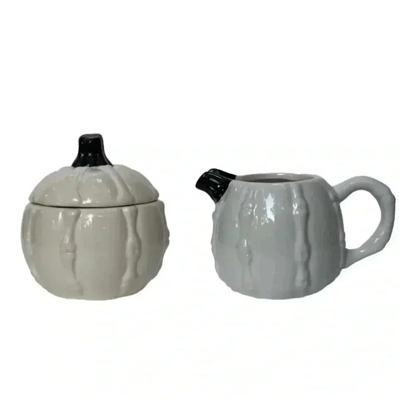 Pumpkin Bones Halloween Milk Cream & Sugar Set - Picture 1 of 8